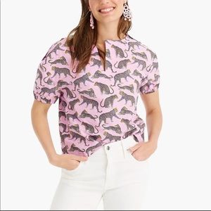 J. Crew Pink Cheetah Print Top